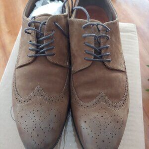 Mens Oxfords Dress Brown Tan Suede Upper Leather Shoes Size 11